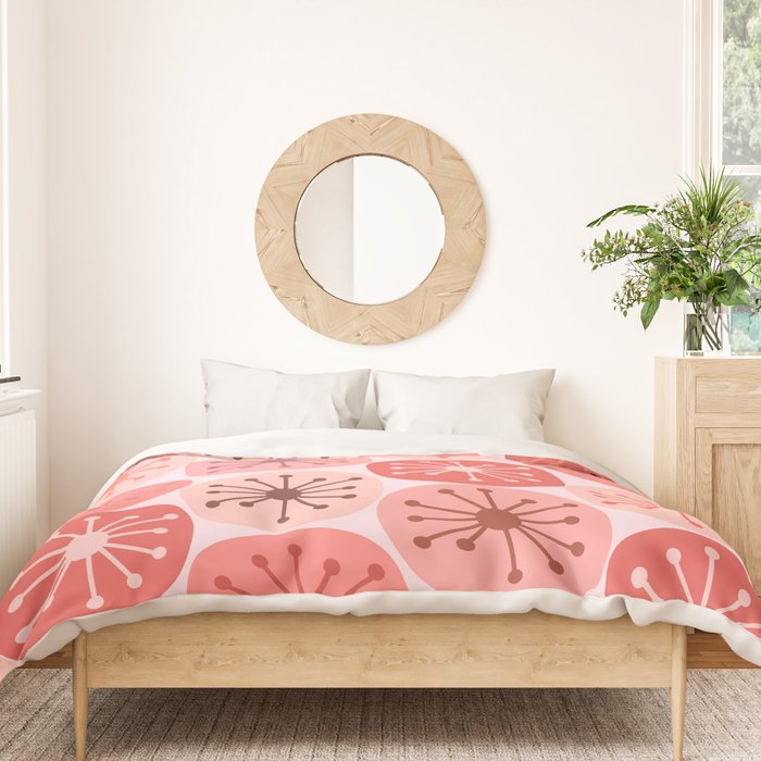 Atomic Dots Midcentury Modern Space Age Pattern in Blush Pink Tones Duvet Cover Gallery Image 3