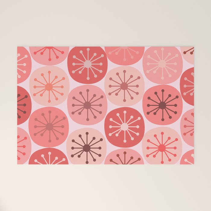 Atomic Dots Midcentury Modern Space Age Pattern in Blush Pink Tones Welcome Mat Gallery Image 1
