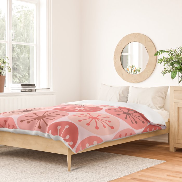 Atomic Dots Midcentury Modern Space Age Pattern in Blush Pink Tones Duvet Cover Gallery Image 2