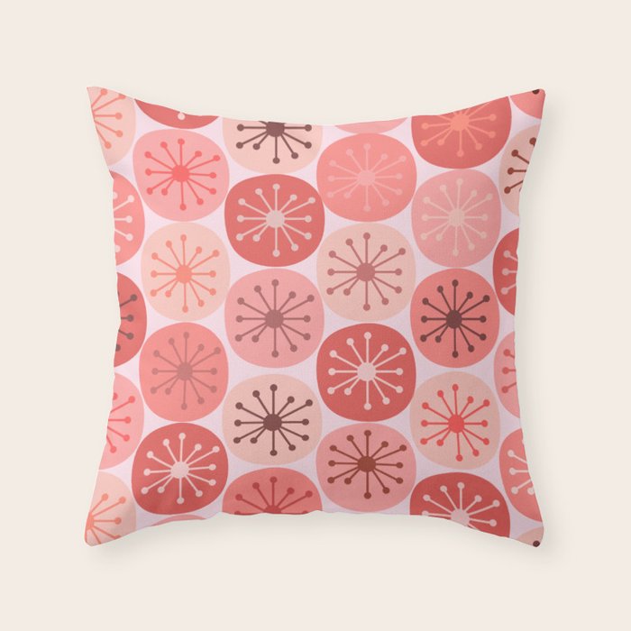 Atomic Dots Midcentury Modern Space Age Pattern in Blush Pink Tones Throw Pillow Gallery Image 6