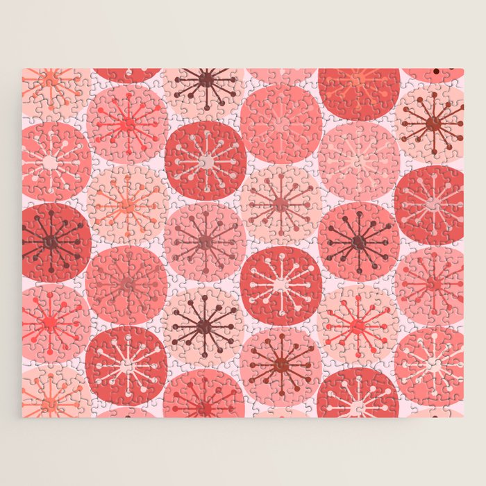 Atomic Dots Midcentury Modern Space Age Pattern in Blush Pink Tones Jigsaw Puzzle Gallery Image 1