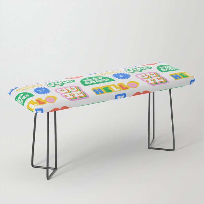 Retro funny sticker quote label pattern Bench Gallery Image 1