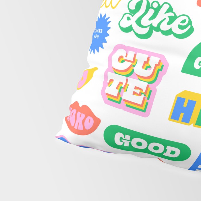 Retro funny sticker quote label pattern Pillow Sham Gallery Image 4
