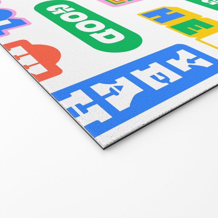 Retro funny sticker quote label pattern Welcome Mat Gallery Image 2