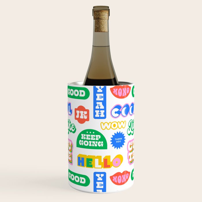 Retro funny sticker quote label pattern Wine Chiller Gallery Image 1