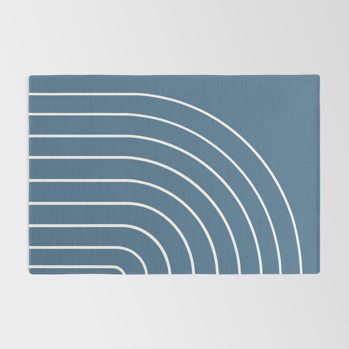 Minimal Arch XXXIV Nautical Blue Modern Geometric Lines Rug Gallery Image 2