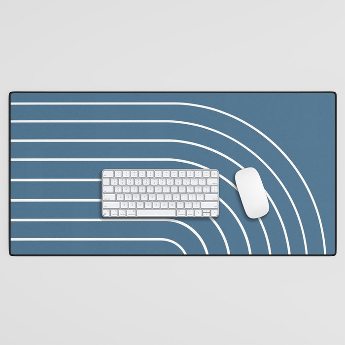 Minimal Arch XXXIV Nautical Blue Modern Geometric Lines Desk Mat Gallery Image 1