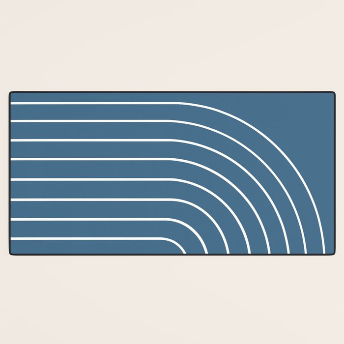Minimal Arch XXXIV Nautical Blue Modern Geometric Lines Desk Mat Gallery Image 3