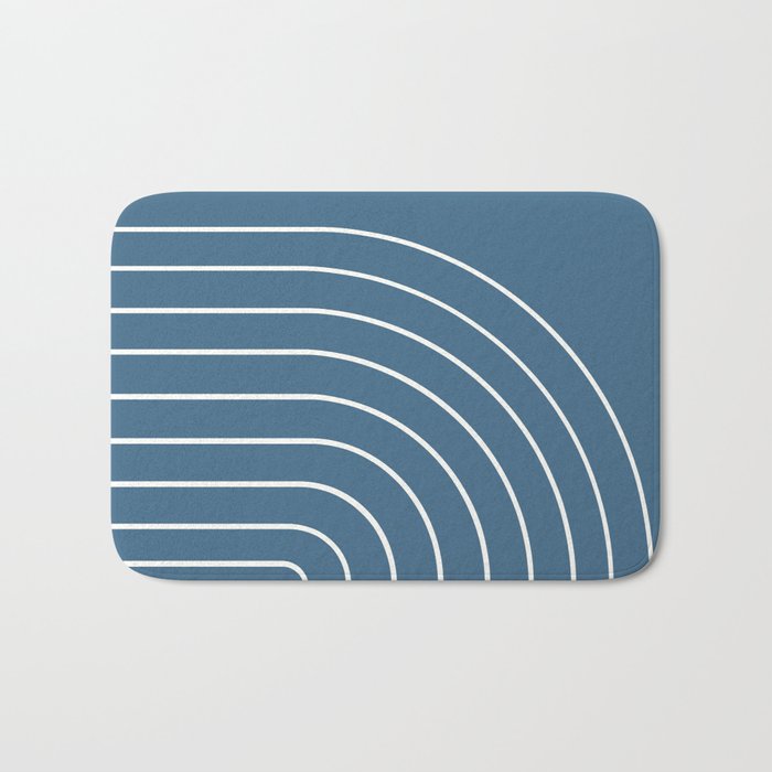 Minimal Arch XXXIV Nautical Blue Modern Geometric Lines Bath Mat Gallery Image 1