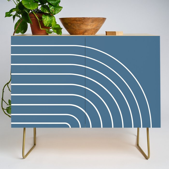 Minimal Arch XXXIV Nautical Blue Modern Geometric Lines Credenza Gallery Image 1
