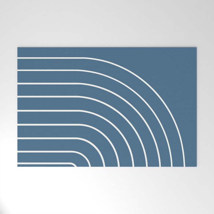 Minimal Arch XXXIV Nautical Blue Modern Geometric Lines Welcome Mat Gallery Image 1