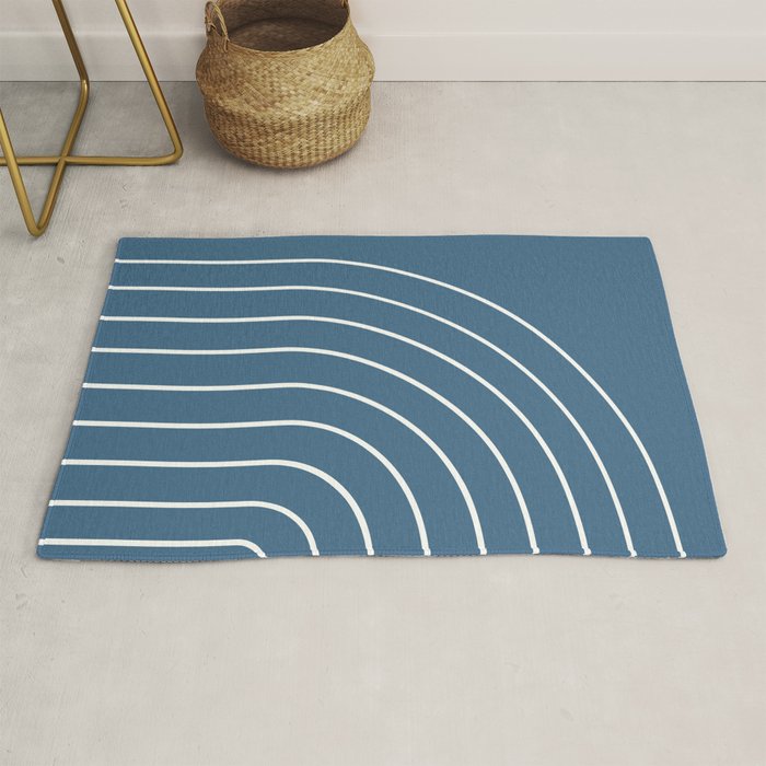 Minimal Arch XXXIV Nautical Blue Modern Geometric Lines Rug Gallery Image 1