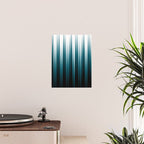 Tropical Dark Teal Inspired by 2020 Color Oceanside SW6496 Soft Vertical Blurred Line Pattern Poster Gallery Image 2