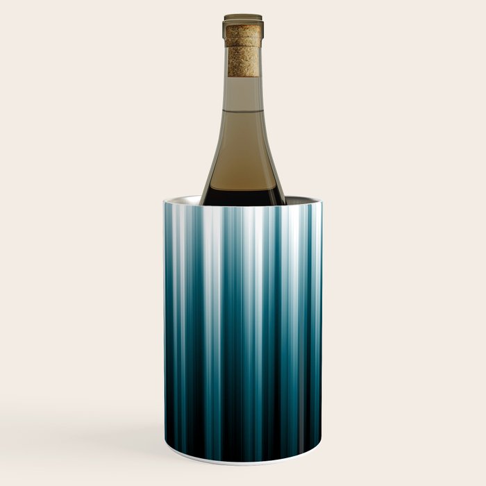 Tropical Dark Teal Inspired by 2020 Color Oceanside SW6496 Soft Vertical Blurred Line Pattern Wine Chiller Gallery Image 3
