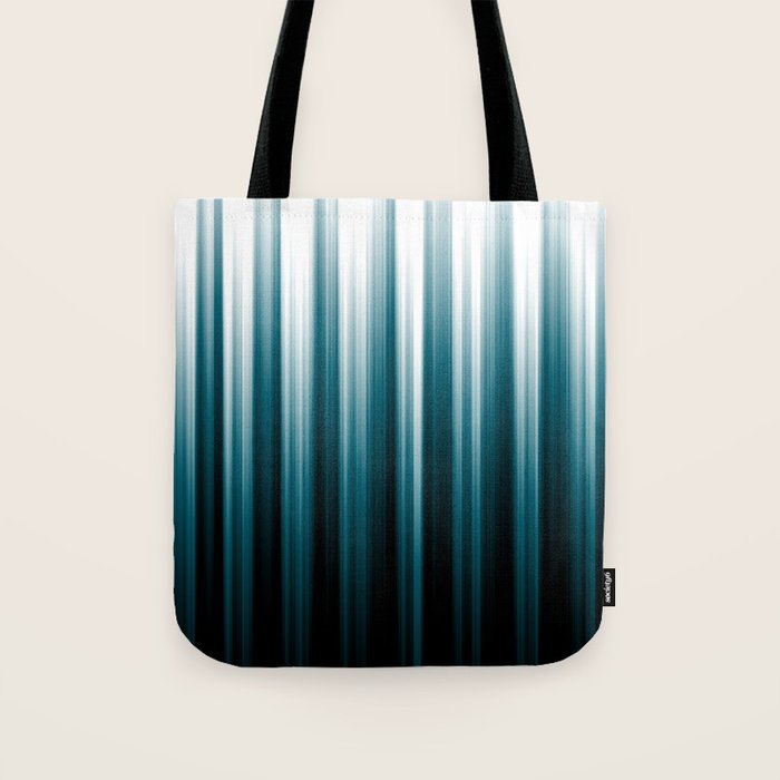 Tropical Dark Teal Inspired by 2020 Color Oceanside SW6496 Soft Vertical Blurred Line Pattern Tote Bag Gallery Image 1