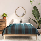 Tropical Dark Teal Inspired by 2020 Color Oceanside SW6496 Soft Vertical Blurred Line Pattern Comforter Gallery Image 3