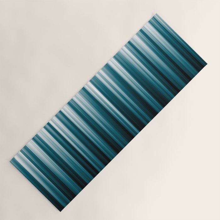 Tropical Dark Teal Inspired by 2020 Color Oceanside SW6496 Soft Vertical Blurred Line Pattern Yoga Mat Gallery Image 1