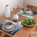Tropical Dark Teal Inspired by 2020 Color Oceanside SW6496 Soft Vertical Blurred Line Pattern Placemat Gallery Image 2