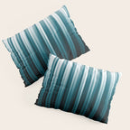 Tropical Dark Teal Inspired by 2020 Color Oceanside SW6496 Soft Vertical Blurred Line Pattern Pillow Sham Gallery Image 3