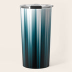 Tropical Dark Teal Inspired by 2020 Color Oceanside SW6496 Soft Vertical Blurred Line Pattern Travel Mug Gallery Image 1