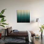 Tropical Dark Teal Inspired by 2020 Color Oceanside SW6496 Soft Vertical Blurred Line Pattern Wood Wall Art Gallery Image 2