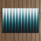 Tropical Dark Teal Inspired by 2020 Color Oceanside SW6496 Soft Vertical Blurred Line Pattern Outdoor Rug Gallery Image 1