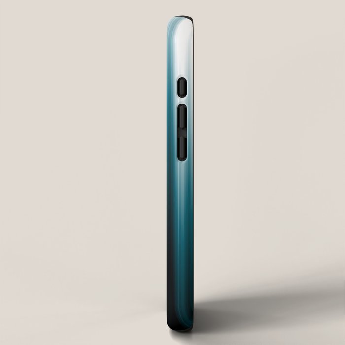Tropical Dark Teal Inspired by 2020 Color Oceanside SW6496 Soft Vertical Blurred Line Pattern iPhone Case Gallery Image 2