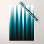 Tropical Dark Teal Inspired by 2020 Color Oceanside SW6496 Soft Vertical Blurred Line Pattern Wrapping Paper Gallery Image 1