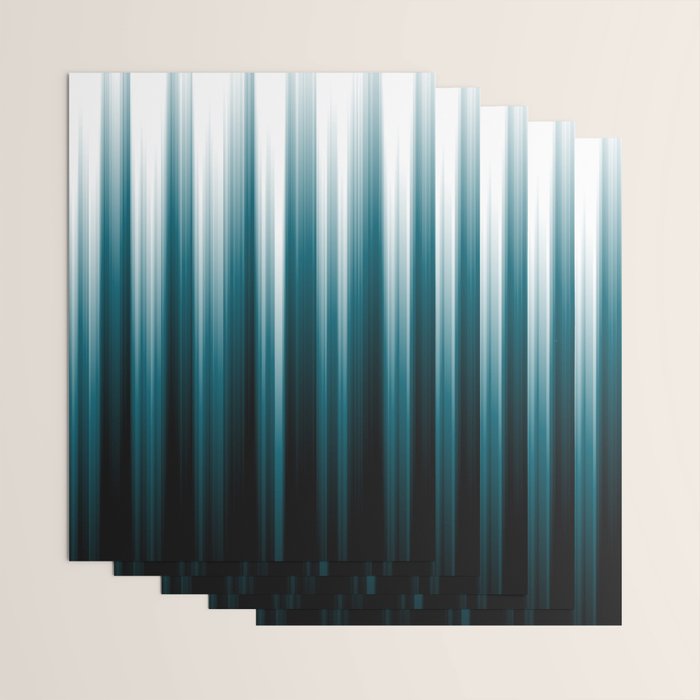 Tropical Dark Teal Inspired by 2020 Color Oceanside SW6496 Soft Vertical Blurred Line Pattern Wrapping Paper Gallery Image 3