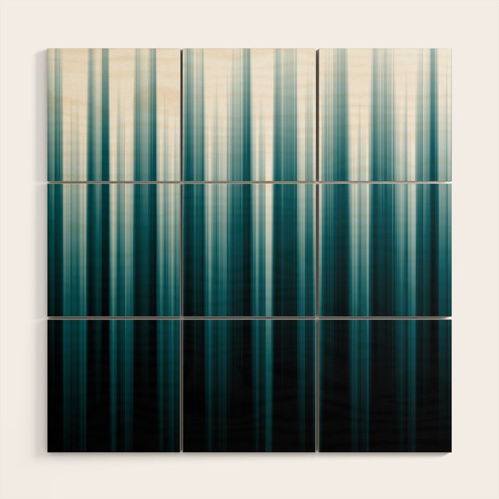 Tropical Dark Teal Inspired by 2020 Color Oceanside SW6496 Soft Vertical Blurred Line Pattern Wood Wall Art Gallery Image 1