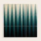 Tropical Dark Teal Inspired by 2020 Color Oceanside SW6496 Soft Vertical Blurred Line Pattern Wood Wall Art Gallery Image 1
