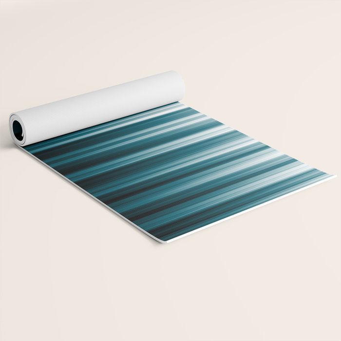 Tropical Dark Teal Inspired by 2020 Color Oceanside SW6496 Soft Vertical Blurred Line Pattern Yoga Mat Gallery Image 2