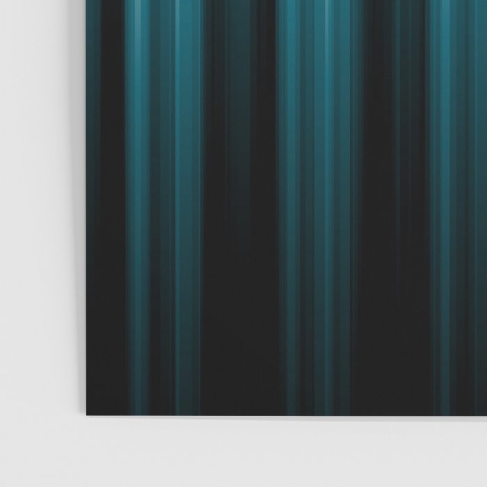 Tropical Dark Teal Inspired by 2020 Color Oceanside SW6496 Soft Vertical Blurred Line Pattern Poster Gallery Image 3