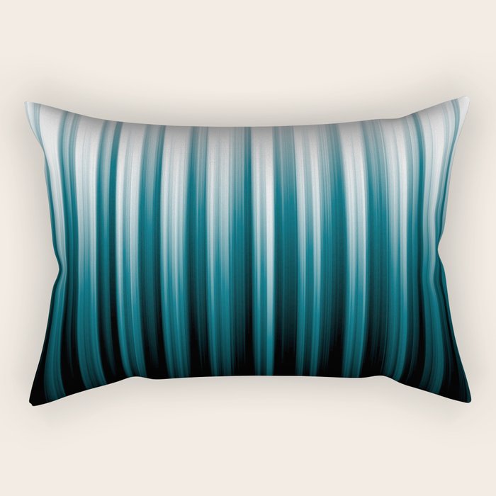 Tropical Dark Teal Inspired by 2020 Color Oceanside SW6496 Soft Vertical Blurred Line Pattern Rectangular Pillow Gallery Image 2