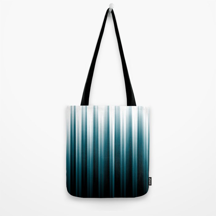 Tropical Dark Teal Inspired by 2020 Color Oceanside SW6496 Soft Vertical Blurred Line Pattern Tote Bag Gallery Image 2
