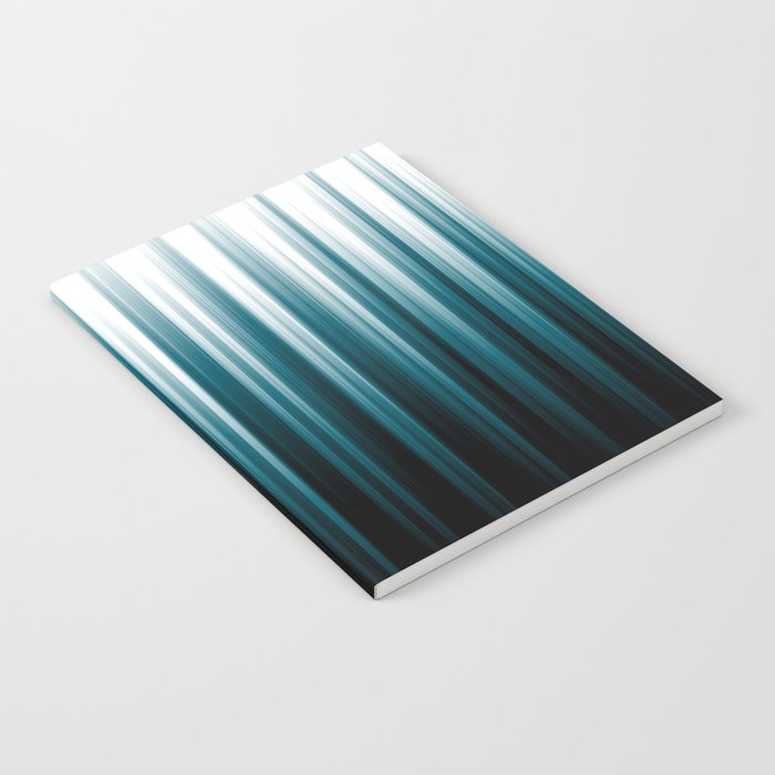 Tropical Dark Teal Inspired by 2020 Color Oceanside SW6496 Soft Vertical Blurred Line Pattern Notebook Gallery Image 2