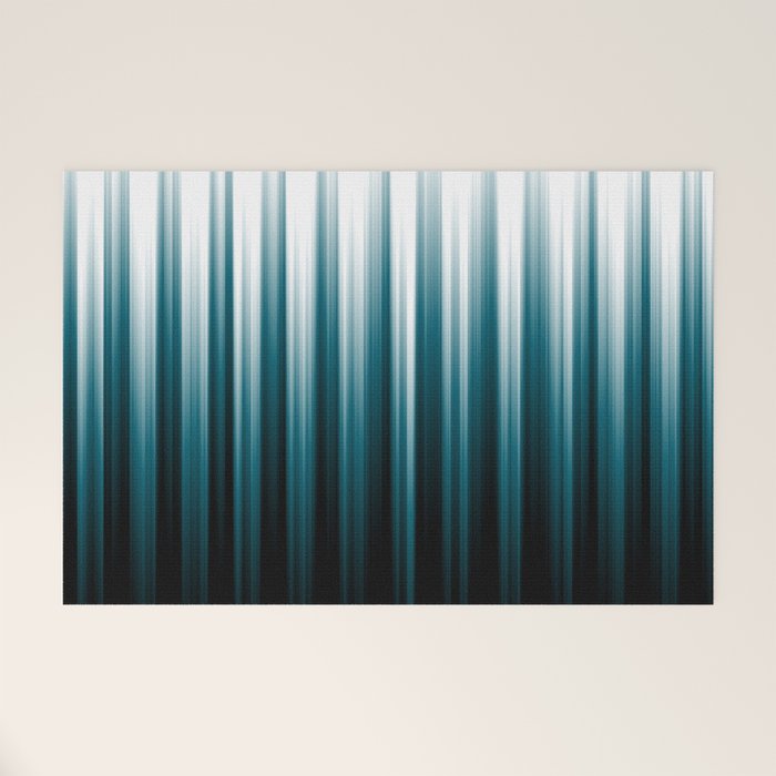 Tropical Dark Teal Inspired by 2020 Color Oceanside SW6496 Soft Vertical Blurred Line Pattern Welcome Mat Gallery Image 1