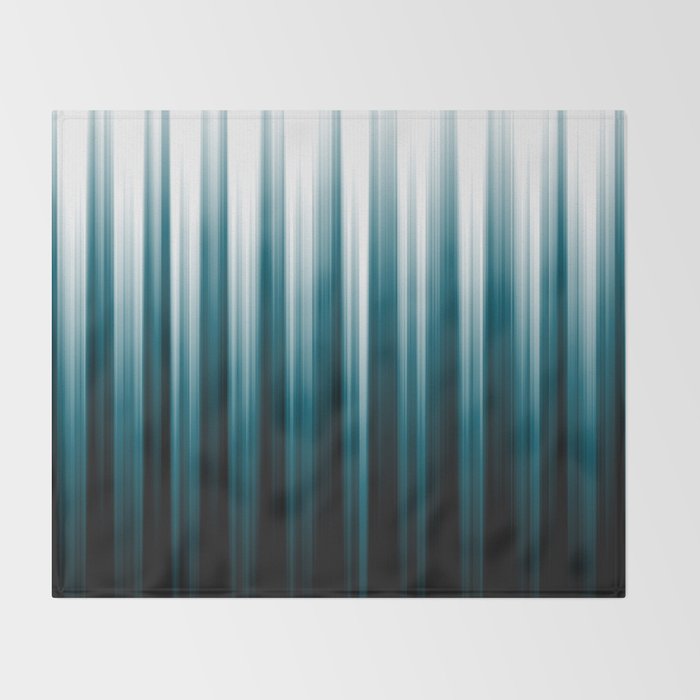 Tropical Dark Teal Inspired by 2020 Color Oceanside SW6496 Soft Vertical Blurred Line Pattern Throw Blanket Gallery Image 2