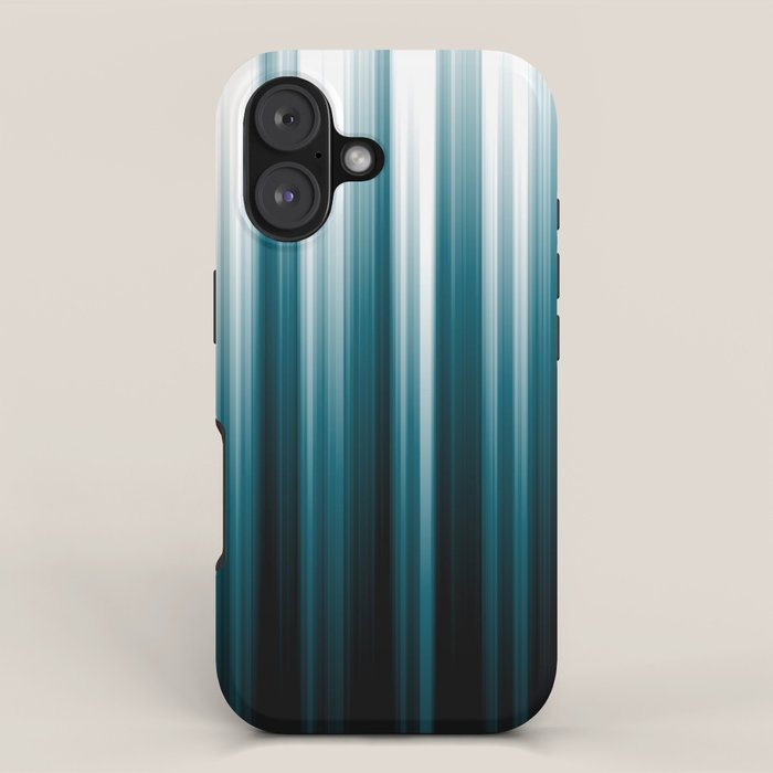 Tropical Dark Teal Inspired by 2020 Color Oceanside SW6496 Soft Vertical Blurred Line Pattern iPhone Case Gallery Image 1