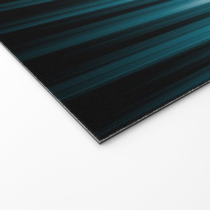 Tropical Dark Teal Inspired by 2020 Color Oceanside SW6496 Soft Vertical Blurred Line Pattern Welcome Mat Gallery Image 2