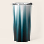 Tropical Dark Teal Inspired by 2020 Color Oceanside SW6496 Soft Vertical Blurred Line Pattern Travel Mug Gallery Image 2