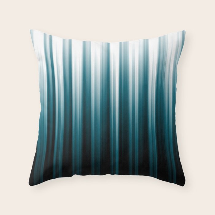 Tropical Dark Teal Inspired by 2020 Color Oceanside SW6496 Soft Vertical Blurred Line Pattern Throw Pillow Gallery Image 6