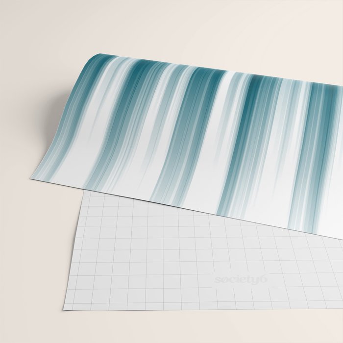 Tropical Dark Teal Inspired by 2020 Color Oceanside SW6496 Soft Vertical Blurred Line Pattern Wrapping Paper Gallery Image 2