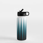 Tropical Dark Teal Inspired by 2020 Color Oceanside SW6496 Soft Vertical Blurred Line Pattern Water Bottle Gallery Image 1