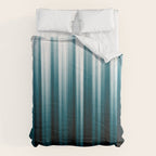 Tropical Dark Teal Inspired by 2020 Color Oceanside SW6496 Soft Vertical Blurred Line Pattern Comforter Gallery Image 6