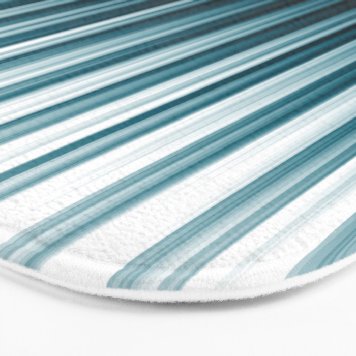 Tropical Dark Teal Inspired by 2020 Color Oceanside SW6496 Soft Vertical Blurred Line Pattern Bath Mat Gallery Image 3