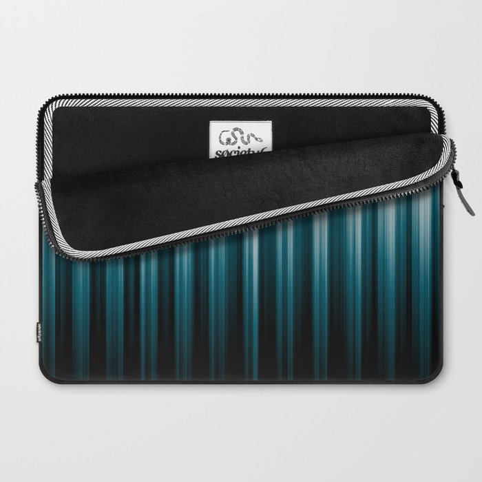 Tropical Dark Teal Inspired by 2020 Color Oceanside SW6496 Soft Vertical Blurred Line Pattern Laptop Sleeve Gallery Image 2