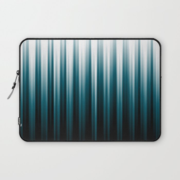 Tropical Dark Teal Inspired by 2020 Color Oceanside SW6496 Soft Vertical Blurred Line Pattern Laptop Sleeve Gallery Image 1