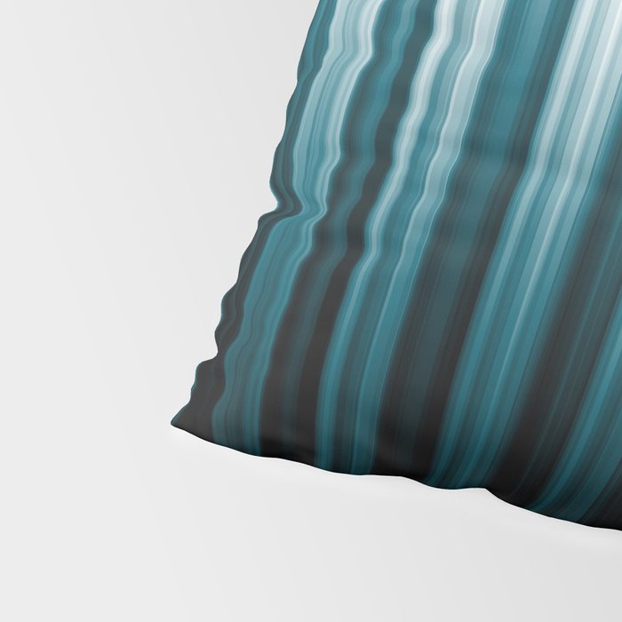 Tropical Dark Teal Inspired by 2020 Color Oceanside SW6496 Soft Vertical Blurred Line Pattern Pillow Sham Gallery Image 4