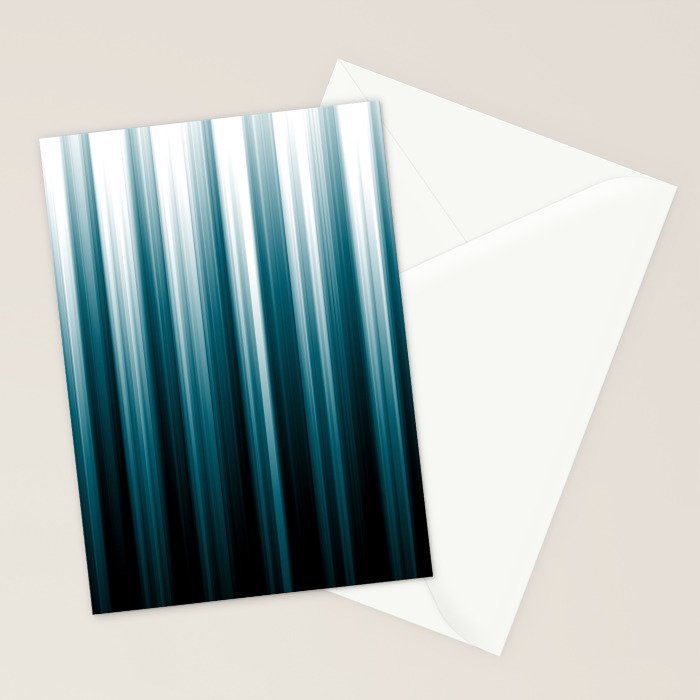 Tropical Dark Teal Inspired by 2020 Color Oceanside SW6496 Soft Vertical Blurred Line Pattern Stationery Card Gallery Image 2